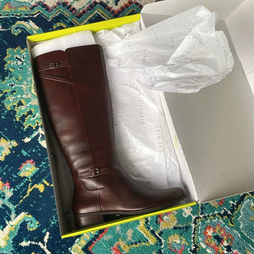Gianni Bini Marion Buckle Soft Leather Tall Riding Boot - Picture 2 of 2